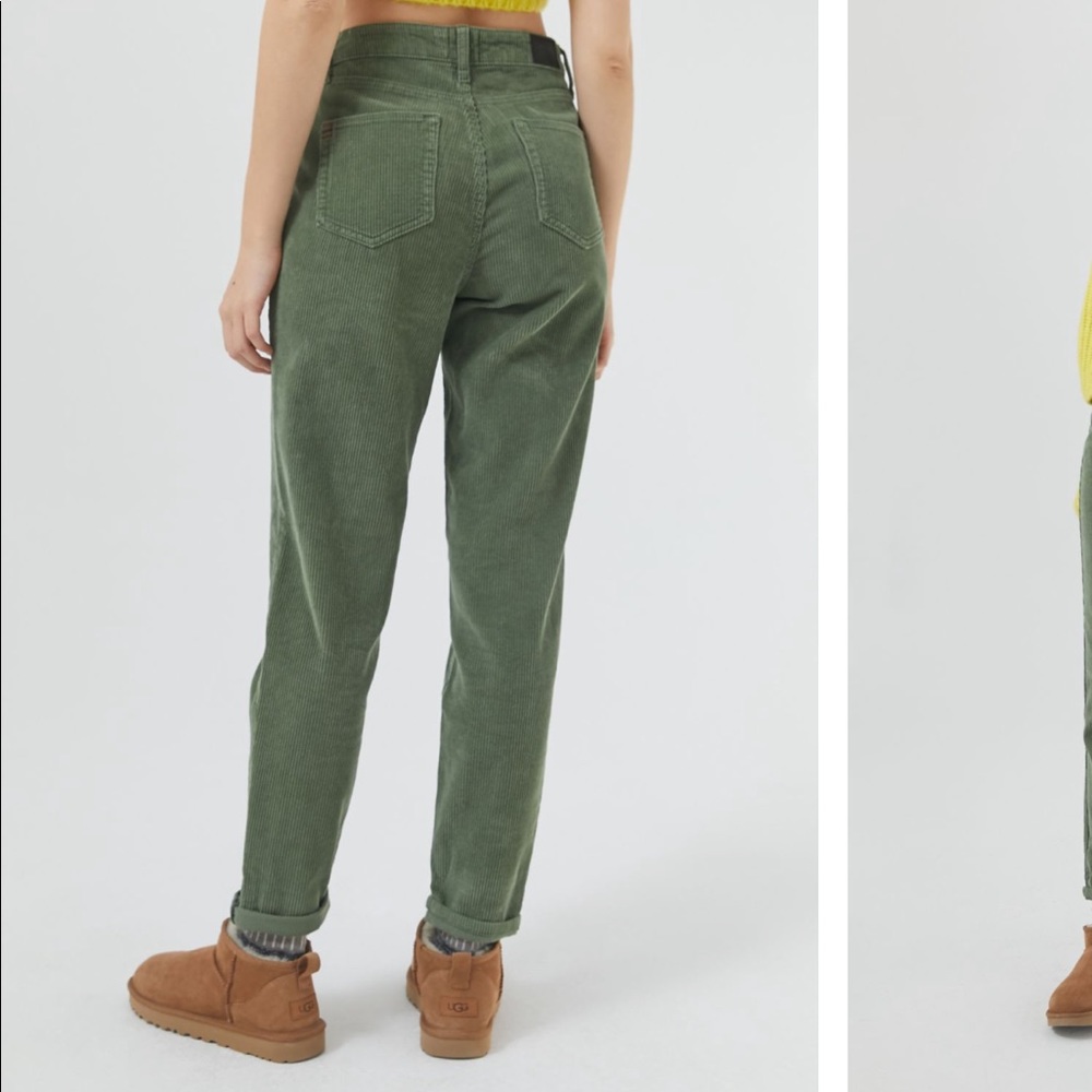BDG Color Corduroy High-Waisted Mom Pants in Olive